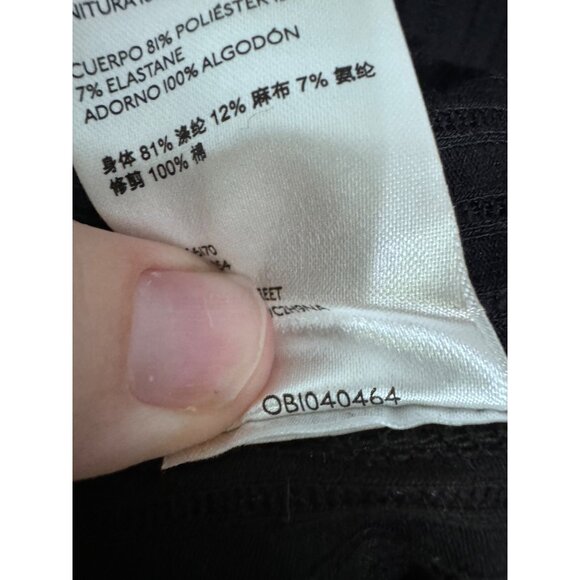 Free People Colette pointelle‎ detail sweater embroidered cuff black size M - Picture 5 of 7